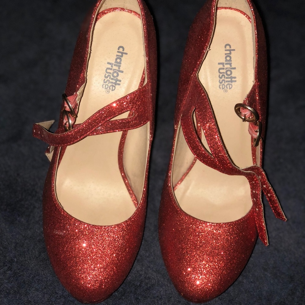 Red sparkle 5” heels